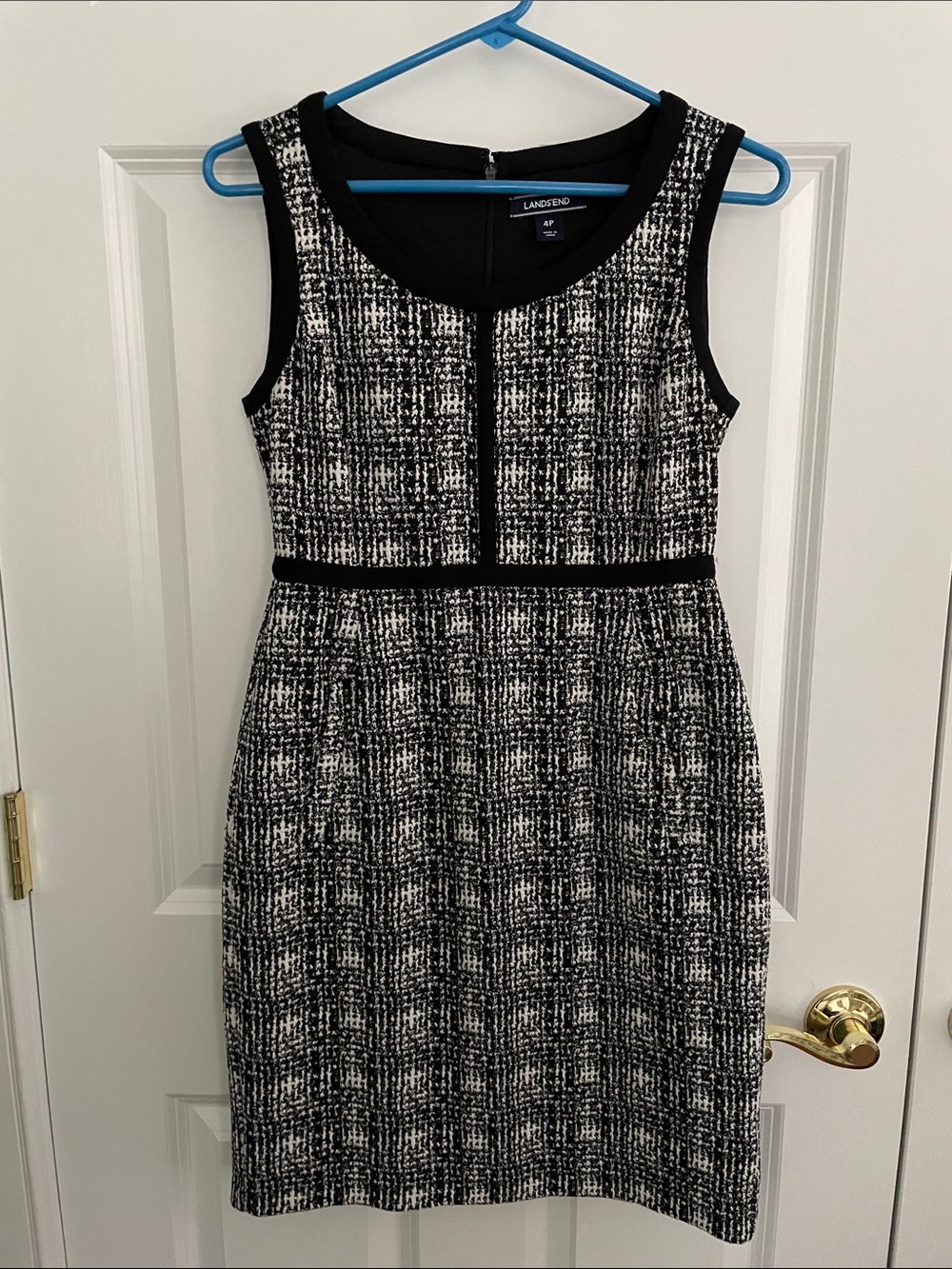 Lands' End petite Black and White Tweed-Inspired Sheath Dress size 4P